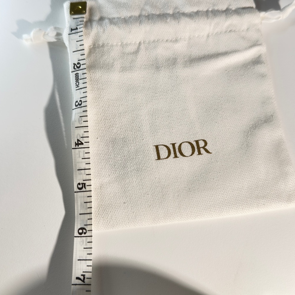 Dior Cream Drawstring Pouch with Gold Logo - Picture 4 of 5
